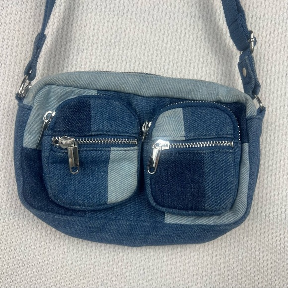 Small Denim Patchwork Purse Bag Adjustable - Picture 2 of 9
